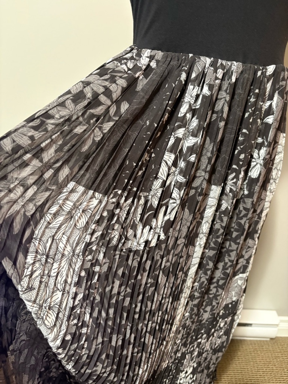 Desigual Cassidi Pleated Combination Midi Dress Sleeveless Jersey Knit Top - Picture 7 of 14
